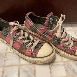 Converse chuck taylor pink green plaid sneakers
